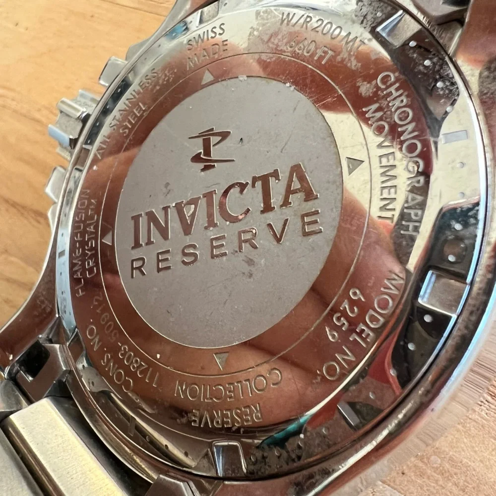 Invicta reserve Chronograph mother of pearl dial silver tone watch NEW BATTERY